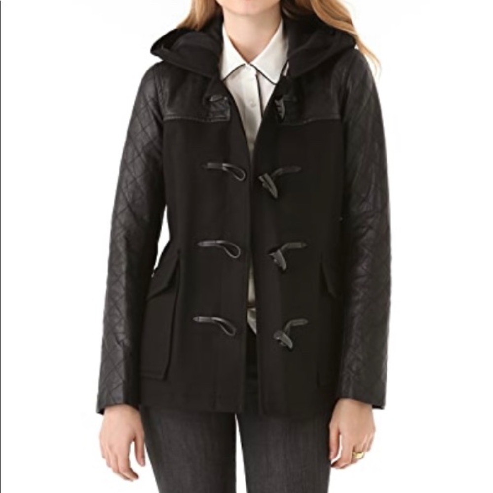 Theory Wool Coat with leather sleeves